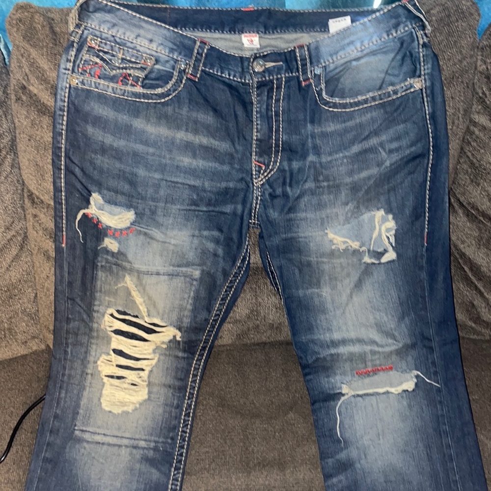 Size 38 Ripped Up True Religion Jeans
